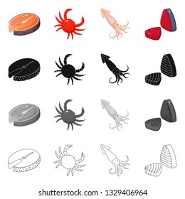 Isolated object of fresh  and restaurant logo. Set of fresh  and marine   stock vector illustration.