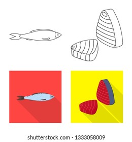 Isolated object of fresh  and restaurant logo. Collection of fresh  and marine   stock symbol for web.