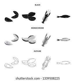 Isolated object of fresh  and restaurant logo. Collection of fresh  and marine   stock vector illustration.