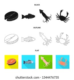 Isolated object of fresh  and restaurant logo. Set of fresh  and marine   vector icon for stock.