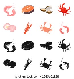 Isolated object of fresh  and restaurant logo. Set of fresh  and marine   stock vector illustration.