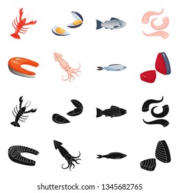 Isolated object of fresh  and restaurant logo. Set of fresh  and marine   vector icon for stock.