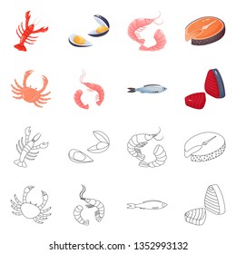 Isolated object of fresh  and restaurant logo. Set of fresh  and marine   stock symbol for web.