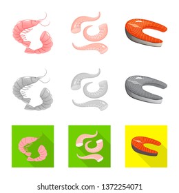 Isolated object of fresh  and restaurant logo. Collection of fresh  and marine   stock symbol for web.