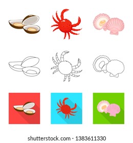 Isolated object of fresh  and restaurant logo. Collection of fresh  and marine   stock vector illustration.