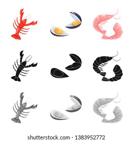 Isolated object of fresh  and restaurant logo. Collection of fresh  and marine   vector icon for stock.
