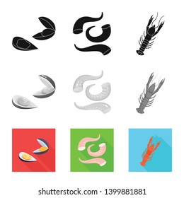 Isolated object of fresh  and restaurant logo. Set of fresh  and marine   vector icon for stock.