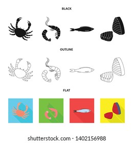 Isolated object of fresh  and restaurant logo. Collection of fresh  and marine   vector icon for stock.