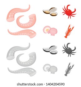 Isolated object of fresh  and restaurant logo. Collection of fresh  and marine   stock symbol for web.