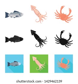 Isolated object of fresh and restaurant logo. Collection of fresh and marine stock symbol for web.