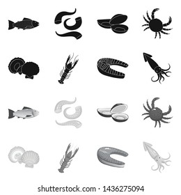 Isolated object of fresh and restaurant logo. Set of fresh and marine vector icon for stock.