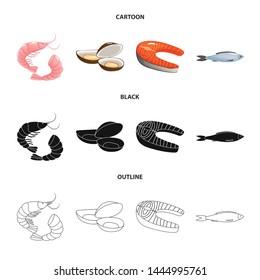 Isolated object of fresh and restaurant logo. Set of fresh and marine vector icon for stock.