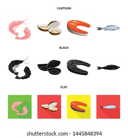 Isolated object of fresh and restaurant logo. Set of fresh and marine stock symbol for web.