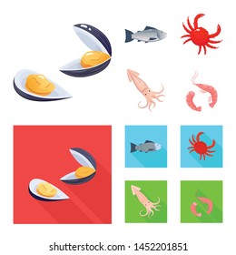 Isolated object of fresh and restaurant logo. Set of fresh and marine stock vector illustration.