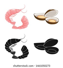Isolated object of fresh and restaurant logo. Set of fresh and marine stock vector illustration.