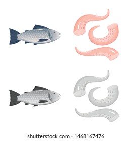 Isolated object of fresh and restaurant logo. Collection of fresh and marine stock vector illustration.