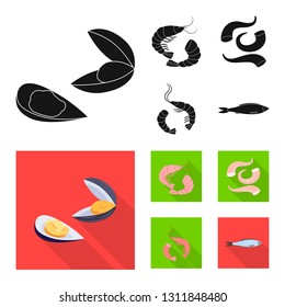 Isolated object of fresh  and restaurant sign. Collection of fresh  and marine   vector icon for stock.