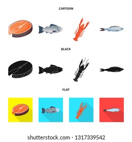 Isolated object of fresh  and restaurant sign. Set of fresh  and marine   vector icon for stock.