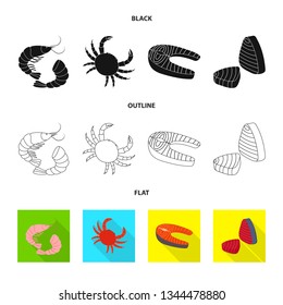 Isolated object of fresh  and restaurant sign. Collection of fresh  and marine   stock vector illustration.