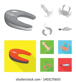 Isolated object of fresh  and restaurant sign. Set of fresh  and marine   vector icon for stock.