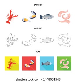 Isolated object of fresh and restaurant sign. Collection of fresh and marine vector icon for stock.
