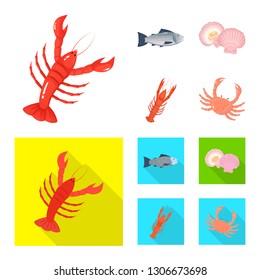 Isolated object of fresh  and restaurant symbol. Collection of fresh  and marine   stock vector illustration.