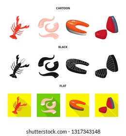 Isolated object of fresh  and restaurant symbol. Collection of fresh  and marine   vector icon for stock.