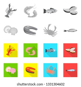 Isolated object of fresh  and restaurant symbol. Set of fresh  and marine   stock symbol for web.
