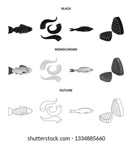 Isolated object of fresh  and restaurant symbol. Collection of fresh  and marine   vector icon for stock.