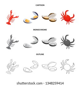 Isolated object of fresh  and restaurant symbol. Collection of fresh  and marine   stock symbol for web.