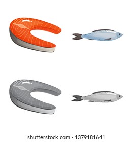 Isolated object of fresh  and restaurant symbol. Set of fresh  and marine   stock vector illustration.