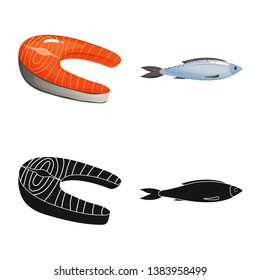 Isolated object of fresh  and restaurant symbol. Set of fresh  and marine   stock vector illustration.