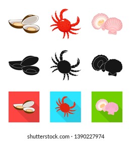 Isolated object of fresh  and restaurant symbol. Set of fresh  and marine   stock vector illustration.