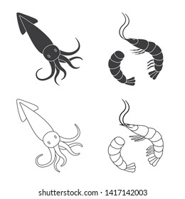Isolated object of fresh  and restaurant symbol. Collection of fresh  and marine   stock symbol for web.