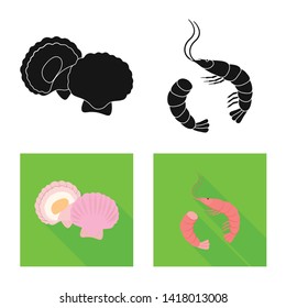 Isolated object of fresh  and restaurant symbol. Collection of fresh  and marine   vector icon for stock.