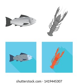 Isolated object of fresh  and restaurant symbol. Set of fresh  and marine   vector icon for stock.