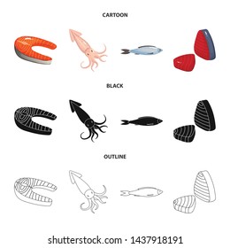Isolated object of fresh and restaurant symbol. Set of fresh and marine vector icon for stock.