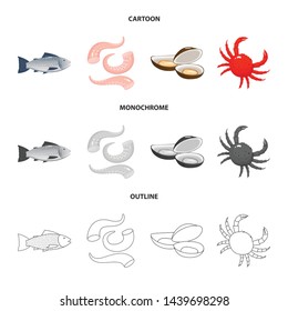 Isolated object of fresh and restaurant symbol. Set of fresh and marine stock symbol for web.