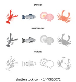 Isolated object of fresh and restaurant symbol. Collection of fresh and marine vector icon for stock.