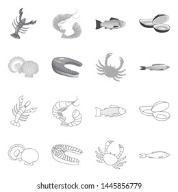 Isolated object of fresh and restaurant symbol. Collection of fresh and marine stock symbol for web.