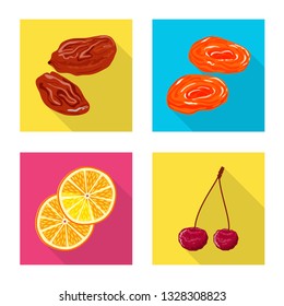 Isolated object of fruit and dried  icon. Set of fruit and food  stock symbol for web.