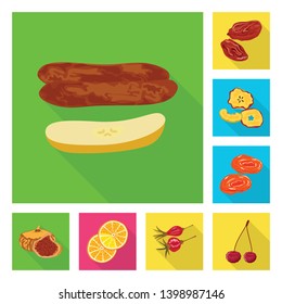 Isolated object of fruit and dried  logo. Set of fruit and food  vector icon for stock.