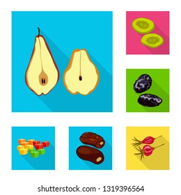 Isolated object of fruit and dried  sign. Collection of fruit and food  vector icon for stock.