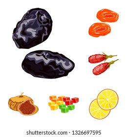 Isolated object of fruit and dried  sign. Set of fruit and food  vector icon for stock.