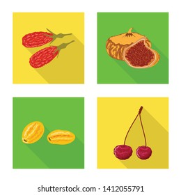 Isolated object of fruit and dried  symbol. Set of fruit and food  vector icon for stock.