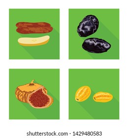 Isolated object of fruit and dried symbol. Collection of fruit and food stock symbol for web.