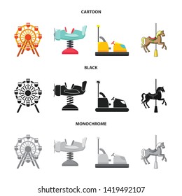 Isolated object of fun and horse  sign. Set of fun and circus stock vector illustration.