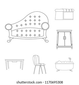 Isolated object of furniture and apartment icon. Collection of furniture and home stock vector illustration.