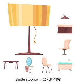 Isolated object of furniture and apartment icon. Collection of furniture and home vector icon for stock.