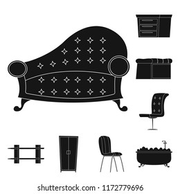 Isolated object of furniture and apartment icon. Collection of furniture and home vector icon for stock.